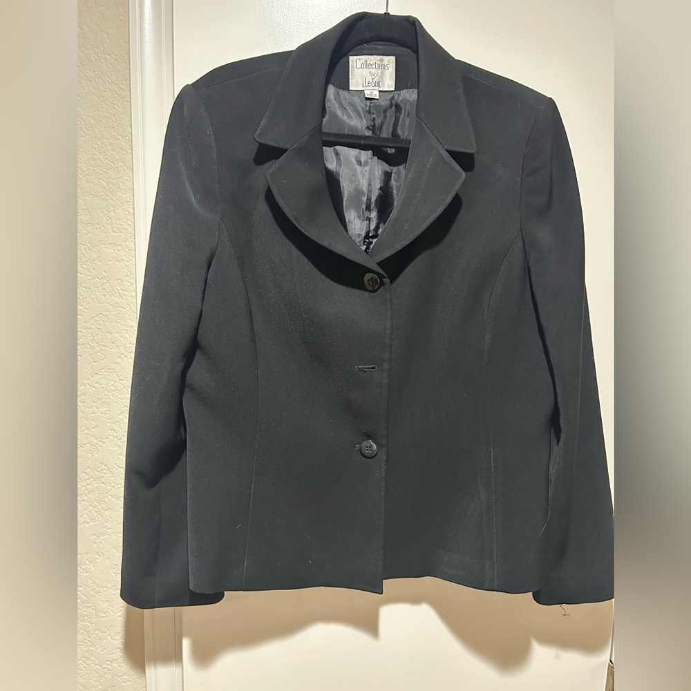 CLASSIC! Le Suit Black Tailored Blazer Professional Suit Jacket